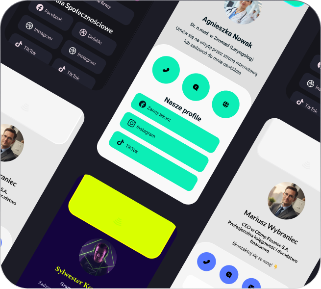 Kolaż różnych e-Wizek - galeria wizytówek
