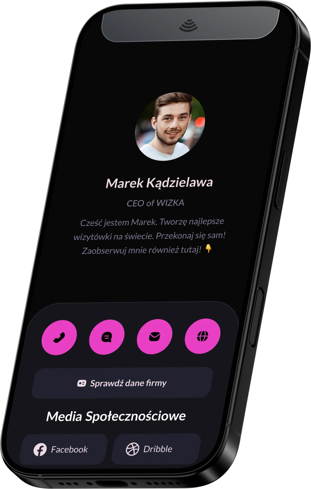 Telefon z otwartą e-Wizką - cyfrową wizytówką online